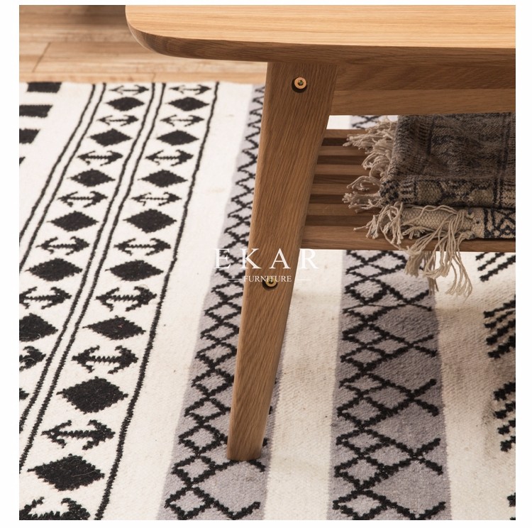 Oval Coffee Table 4 Legs Solid Wood Egyptian Style Living Room Furniture