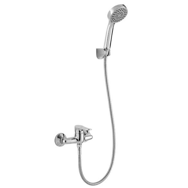 ABS Round Handshower Single Lever Bathroom Wall Mount Body Brass Shower