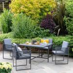 Aluminum Rope Handcrafted Garden Dining Furniture Set for Outdoor Space Saving