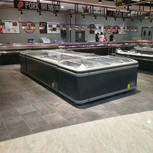 China Automatic Defrost Open Top Chest Supermarket Freezer Island Freezer Sliding Glass Door factory