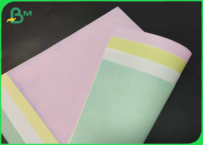 Wood Pulp Yellow Blue 48gsm 52gsm Blank Carbonless Paper Rolls For Receipt Printing