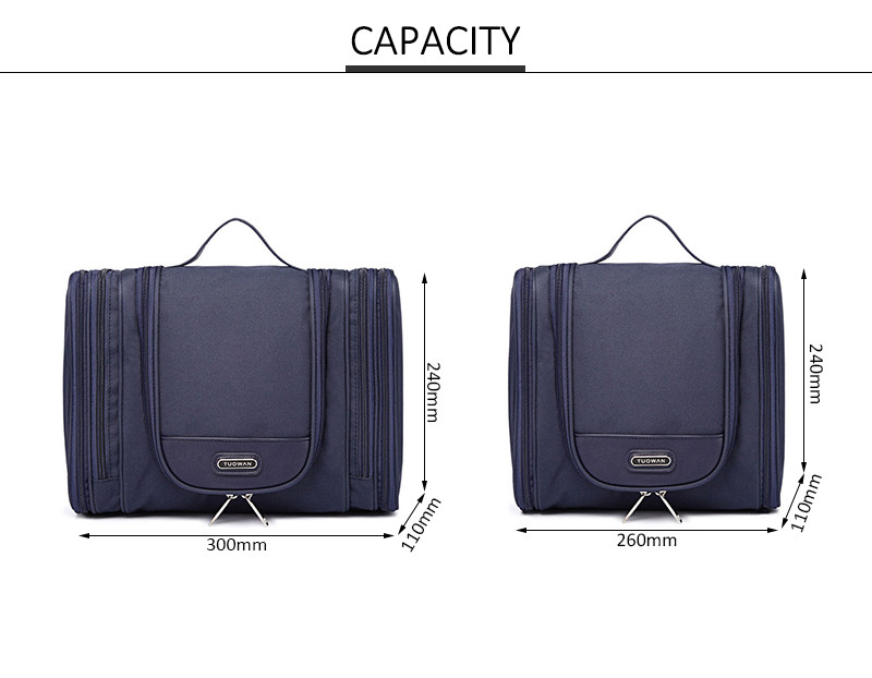 Girls Double Zipper Polyester Hanging Travel Toiletry Bag