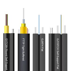 China Self-supporting Outdoor Steel Messenger Wire FRP FTTH Drop Fibra Optica 1 2 4 core fiber optic cable factory