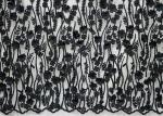 Polyester 3D Flower Lace Fabric For Wedding Dresses , Embroidered Bridal Lace