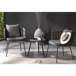 China Outdoor Furniture Steel Garden Set Plastic Rattan 2 Seating Bistro Set for Patio factory
