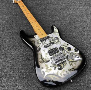 China Maple fingerboard retro color front and rear stickers electric guitar double wave electric guitar free shipping factory