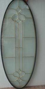 China low price oval decorative glass panel with brass caming factory