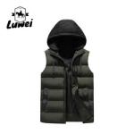 Men Sleeveless Bubble Hooded Padded Warm Utility Puffer Vest Men Hoodie Vest