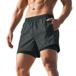 Men'S 2 In1 Gym Shorts Workout Sports Nonwoven With Zip Pockets