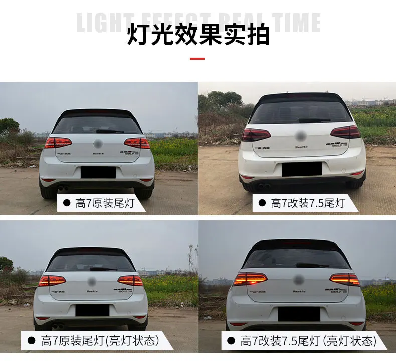 Taillight Assembly For Volkswagen Vw Golf 7 13-21 Retrofit 7.5 Generation Full Led Rear Tail Light Flow Steering Running