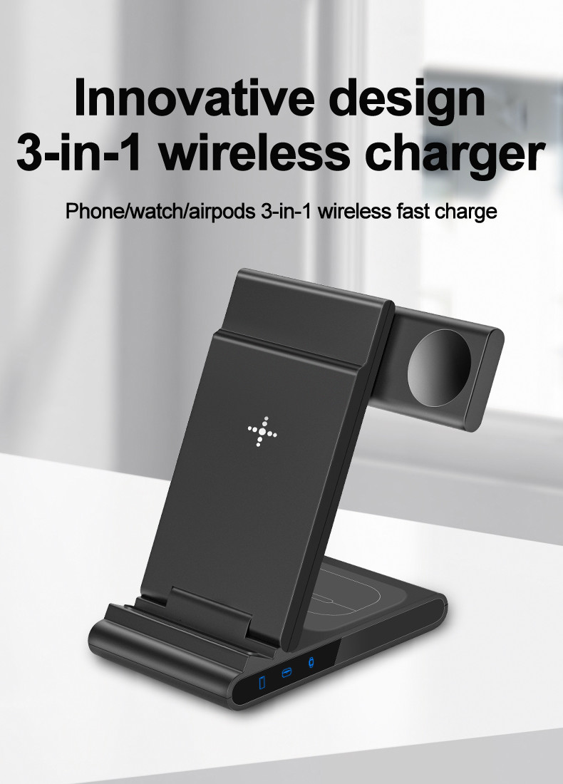 3-In-1 Multifunctional Foldable Wireless Charging Stand for Smartphones