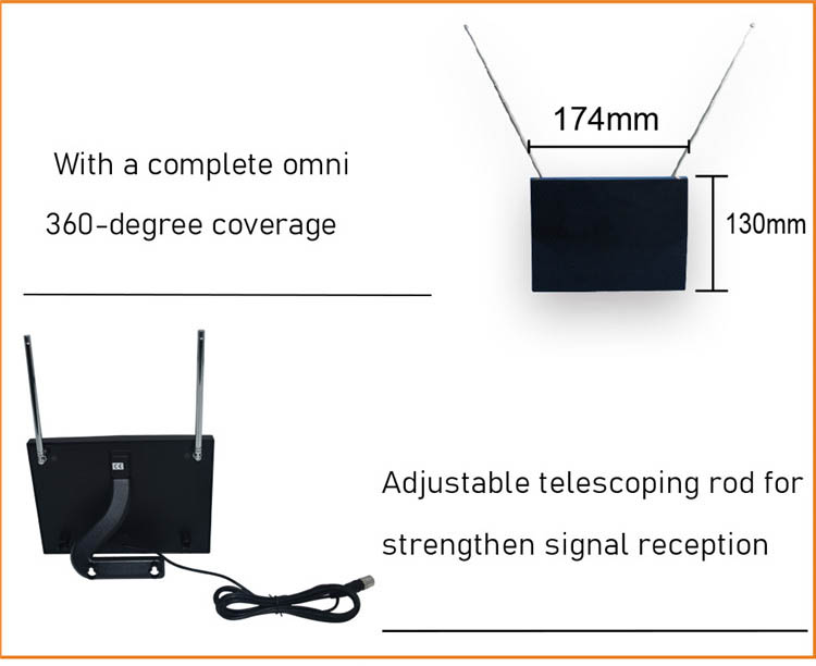 CE FCC 25dBi High Gain Flat Hd Tv Antenna / Amplified Indoor Hdtv Antenna