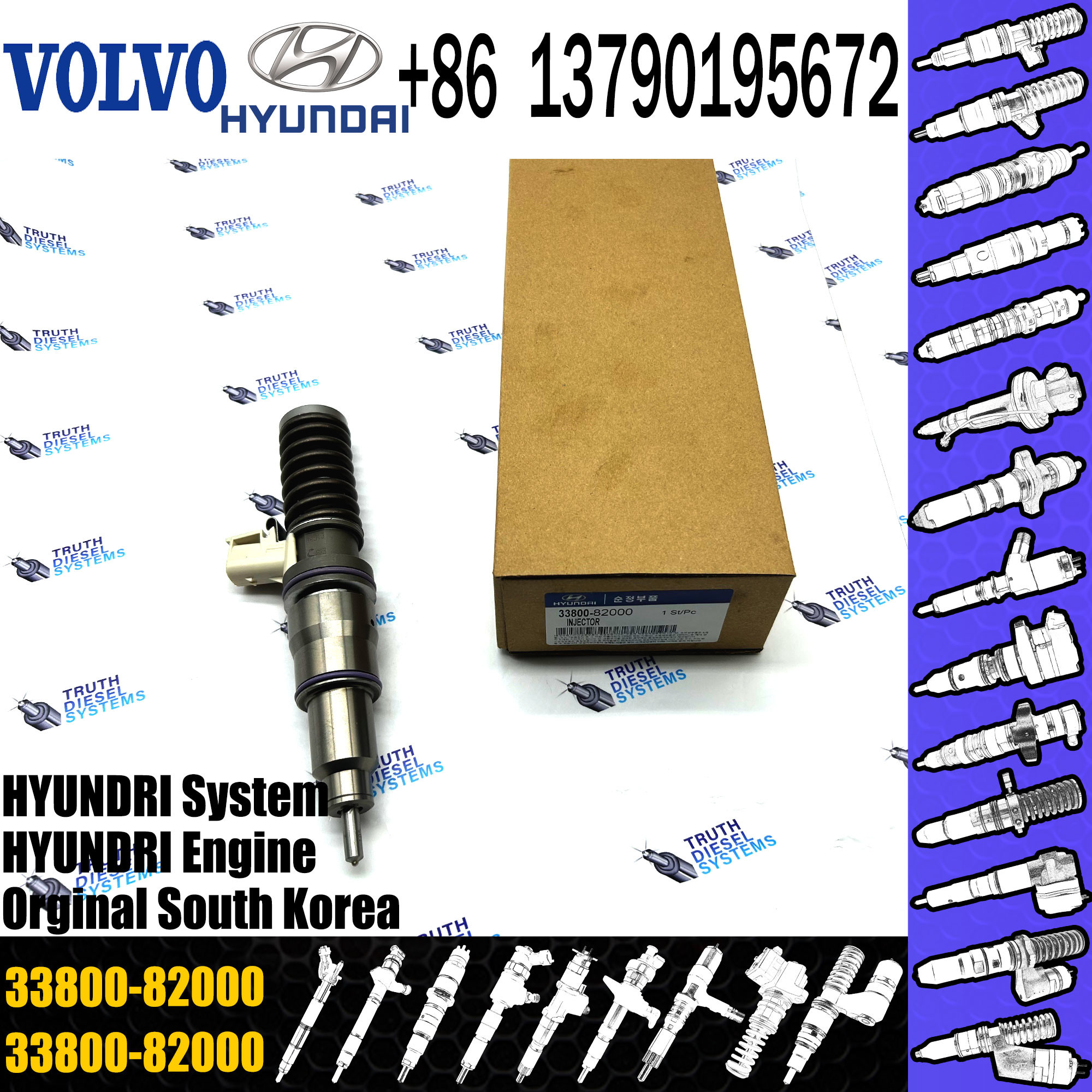 BEBE4D19001 Electronic Unit Injectors diesel fuel common rail injector 33800-82000 for VOL