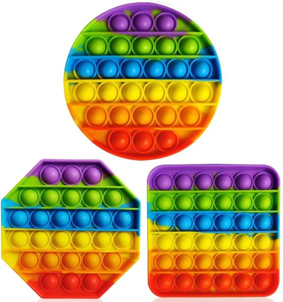 Relieve stress push pop bubble fidget sensory toy Rainbow Silicone Push Pop