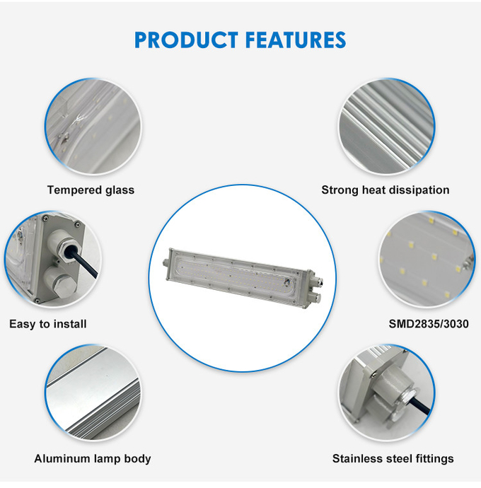 50w 100w Industry Explosion Proof Linear Light Emergency Lighting Fixtures