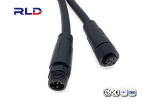 China Dustproof M12 Waterproof Connector Black Male Female 4 Pins PVC Rubber Material factory
