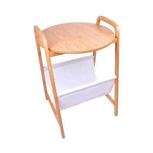 Bamboo Living Room Table with Non-Woven Fabric Storage Versatile and Eco