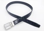 Black Crocodile Grain Mens Reversible Belt Lightweight Silver Buckle Color