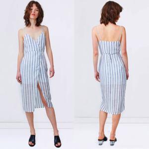 China 2018 Summer Linen Fabric Slip Wrap Dress Ladies factory