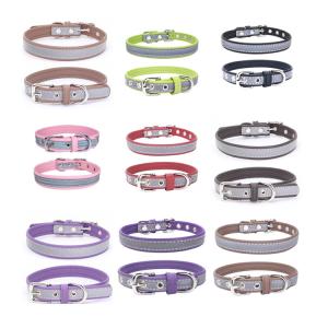 China Reflective Dog Collar, Double-Layer Soft Leather Pet Leash, Cat Dog Collar Leash Set factory