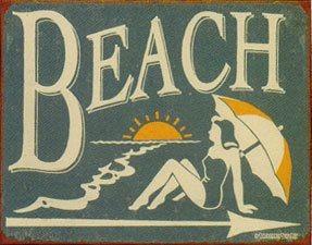 Beach Style Vintage Metal House Number Plaque , Portable Metal Tin Signs