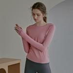Nylon Spandex Women'S Athletic Clothing Flatlock Stitching Long Sleeve Gym T