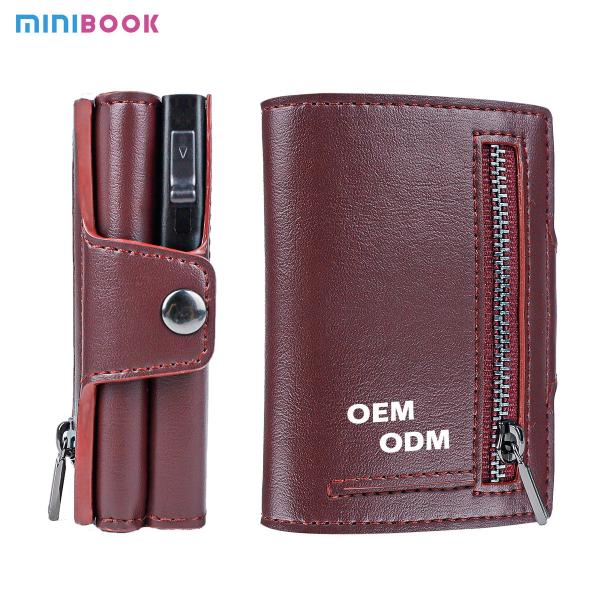 RFID Credit Card Holder Wallet with Aluminium Leather and Pop up Feature in PU