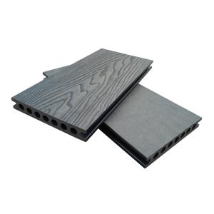 China Capped WPC Teakwood Black Composite Decking Boards 3D Embossed 2 inch thick factory
