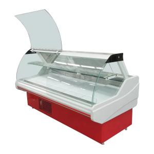 China Deli Display Refrigerator Fresh Meat Showcase Cabinet Meat Display Freezer With Curved Glass factory