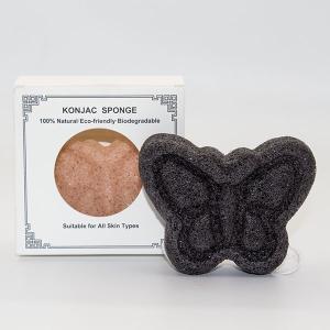 China Black Yellow Butterfly Shape Konjac Cleaning Sponge No Preservatives factory