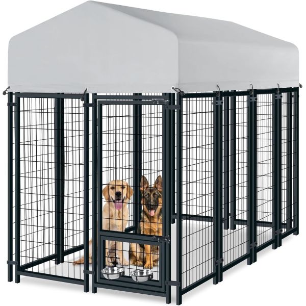 China Outdoor Dog Enclosure Heavy Duty Dog Kennel House Mesh Dog Big Cage Pet Kennel Steel Fence with Secure Lock High Quality Dog Cage Dog Cages Metal Kennels factory