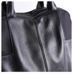 Zippered Black Leather Top Handle Bag ISO Unisex Shoulder Bag