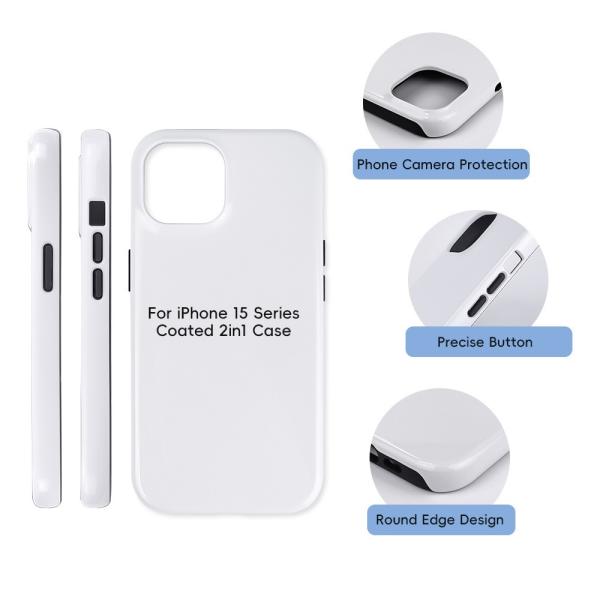 2 In 1 Tough Sublimation Phone Case Iphone 15 Blank Coated 3d Mobile Cover For Sublimation