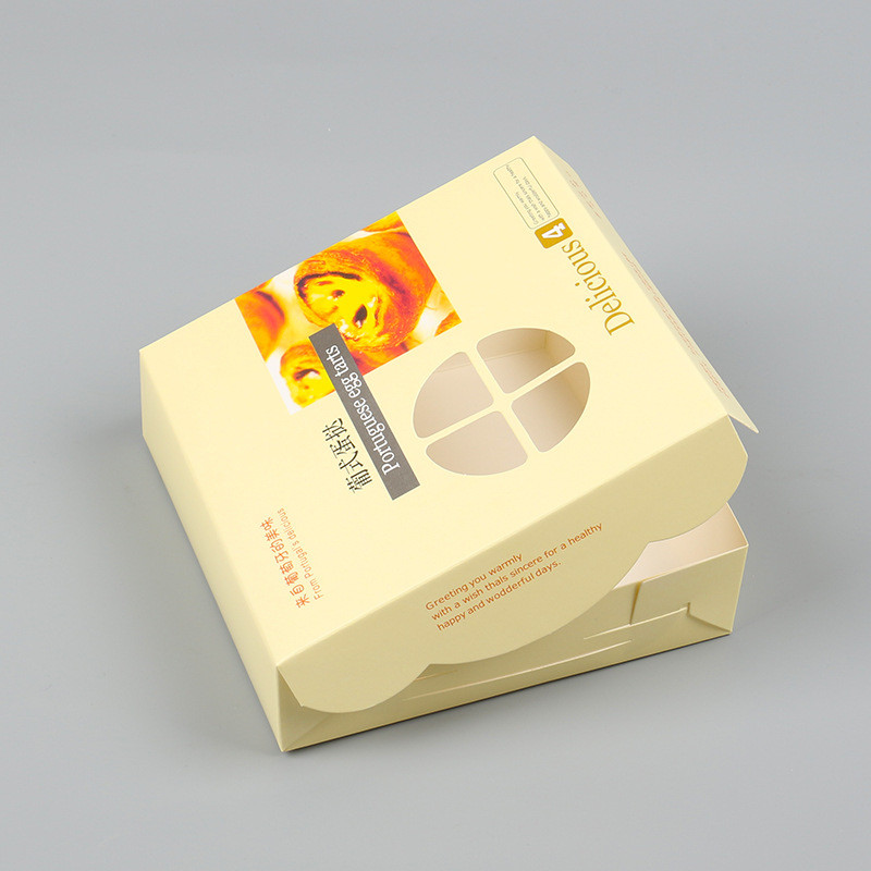 Custom Printed Eco-friendly Card Paper Egg Tarts Packing Box Take Away Box