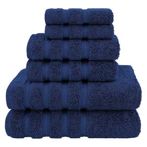 China Highly Absorbent 6 Pieces 100% Cotton Towel Set Luxury Dobby Border for Bathroom Shower factory