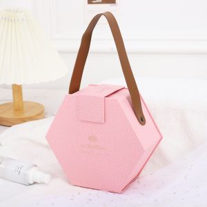 Custom Design Luxury Dekunprinting Hexagonal Magnetic Gift Box With Handle Rigid