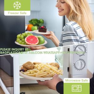 Compostable Paper Plates Set With Extra Long Utensils, Sugarcane Fibers