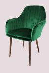 Dining Fabric Accent Chair Velvet With Wood Grain Heat Transfer Printing