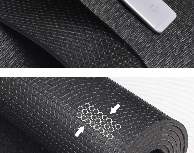 PVC High Density 72x26" Black Fitness Mat Double Layer TPE