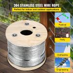 500 Ft Stainless Steel Cable T304 Wire Rope Stranded 3/16 Inch 7x19 Aircraft