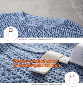 China Crochet,Sweater Three Quarter Sleeve Hollow out Casual Crochet Knitted Sweater Women Jumper Pullovers factory