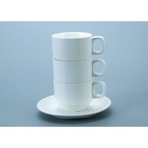 China SGS White Stackable Ceramic Mug Cup With Handle factory