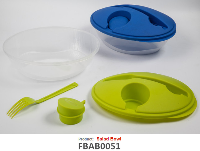 FBAB0051 for wholesales food-grade PP material salad bowl with fork