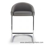 Kitchen Polished Stainless Steel 85CM 51CM White Upholstered Bar Stools