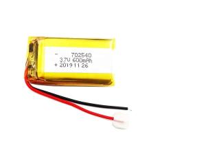 China Lipo Rechargeable Lithium Polymer Battery Pack KC 3.7V 600mAh 700mAh 702540 factory