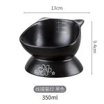 Cat Dog Raised Ceramic Pet Bowl Anti Tipping Elevated Black Color