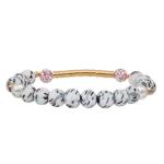 Gold Metal Bar Zebra Stripe Silica Beads Handmade Bracelet Set Stretchy