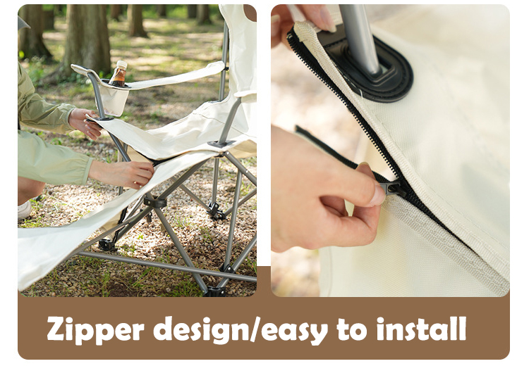 Outdoor Camping Portable Folding Beach Chair with Armrest and Removable Armrest Design