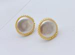 Vintage Gold Color Earrings Set Round Shape Pearl Earrings For Women Simple