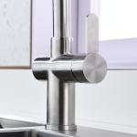 Water Efficient Kitchen Water Faucets Solid Stainless Steel Angled Spout